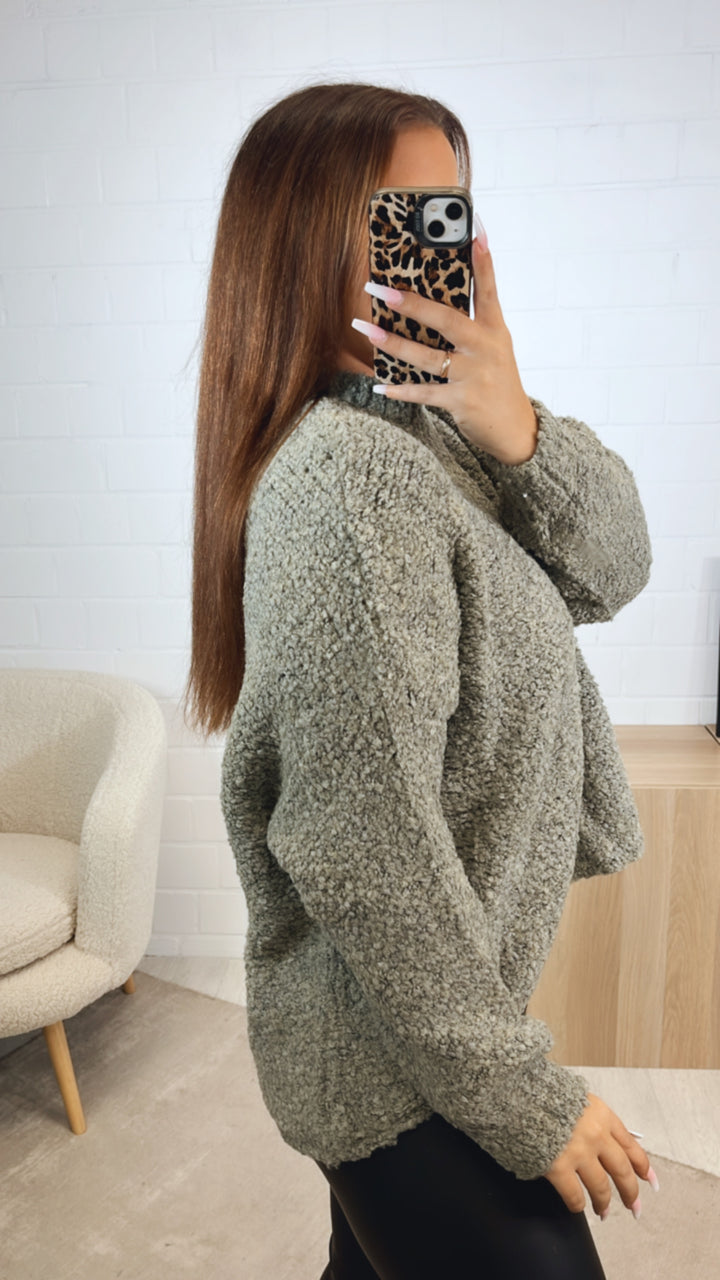 TEDDY Pullover mit Stehkragen / salbei Art. 12454