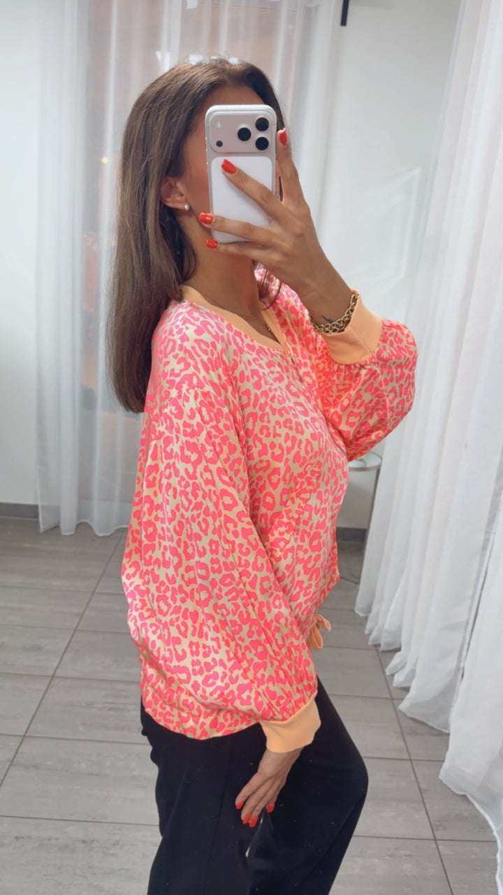 LEO leichte Jacke, Saum Tunnelzug / soft apricot - neon pink Art. 16024