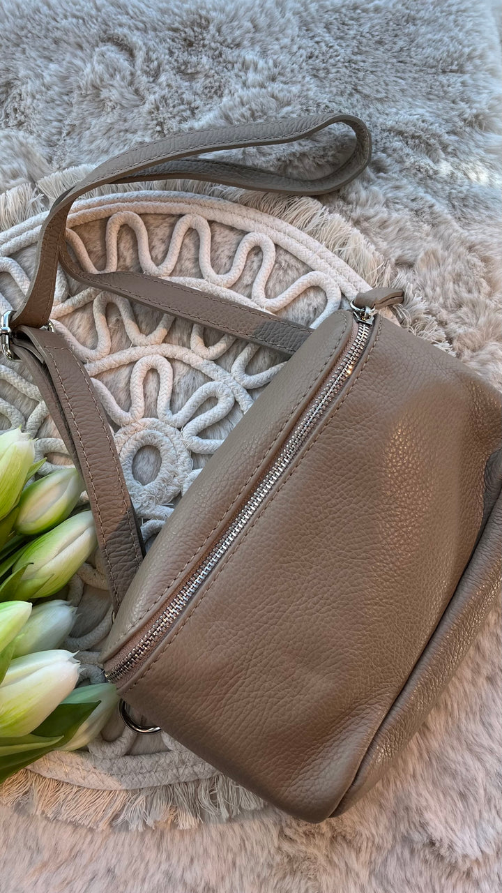 ECHTLEDER Cross Over Nugget Tasche / cappuccino Art. 13978