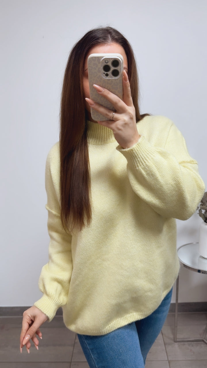 wollfreier Oversize Pullover / soft gelb Art. 13769