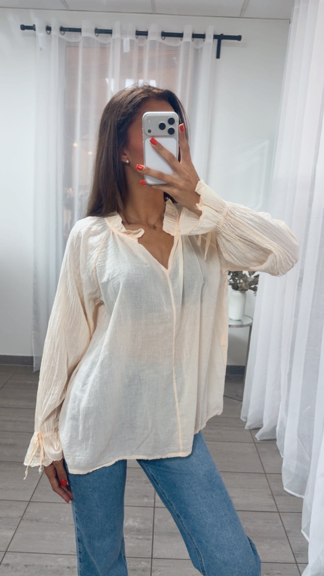 transparente, leichte Bluse / ultra soft apricot Art. 15578