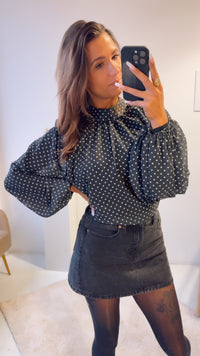 PUNKTE Chiffon Bluse / schwarz - weiss Art. 12765