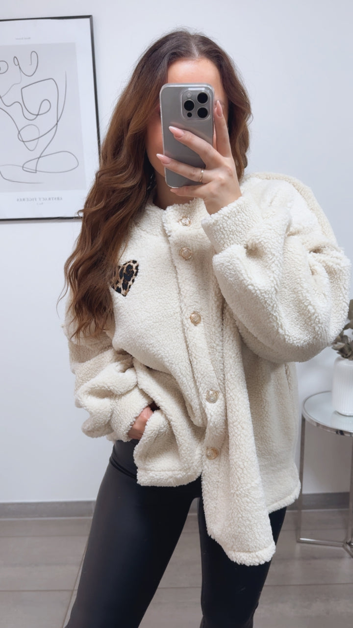 TEDDY Jacke mit gold - silbernen Knöpfen, Leo Herz / Creme Art. 13115