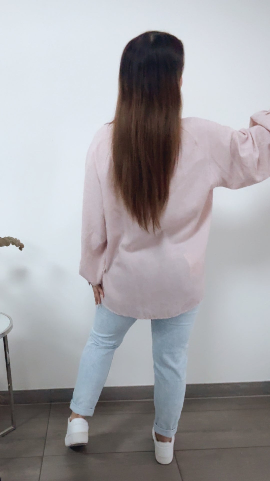 Oversize Blusen Oberteil mit Kragen / rosa Art. 14255