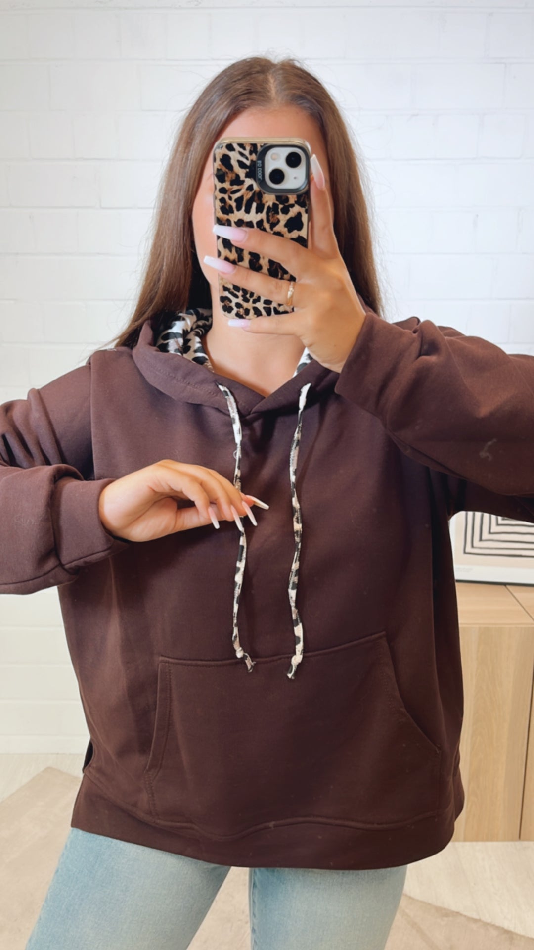 LEO Kapuzen Hoodie / dunkel braun Art. 11213