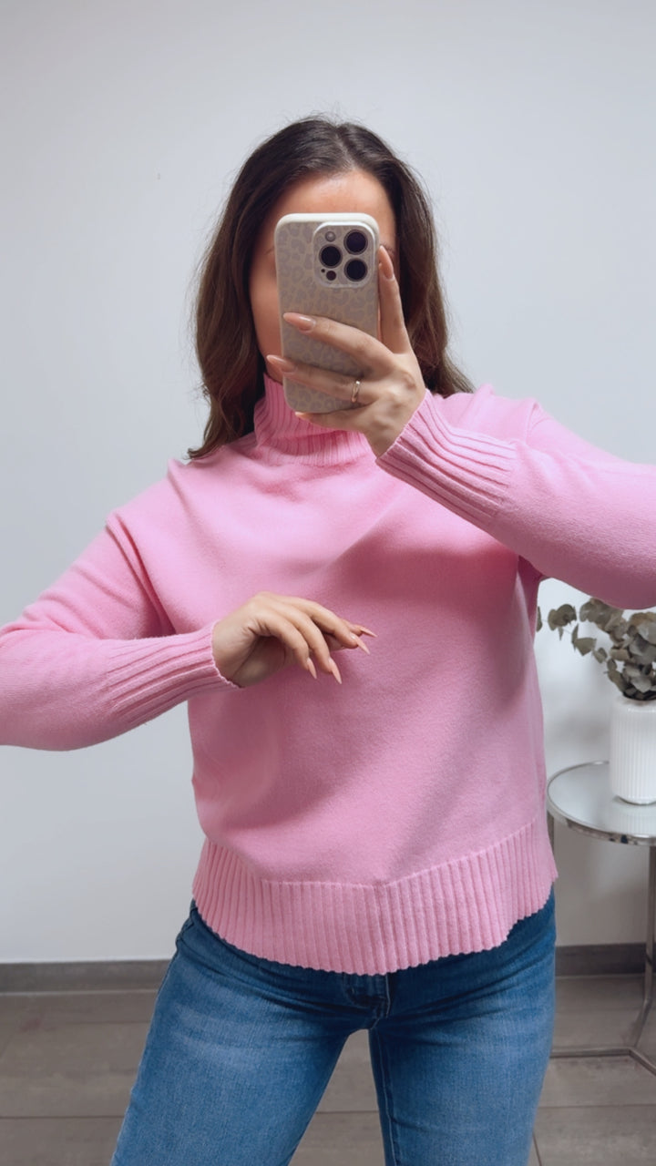 Feiner Strickpullover mit gerippten Akzenten / soft pink Art.13882