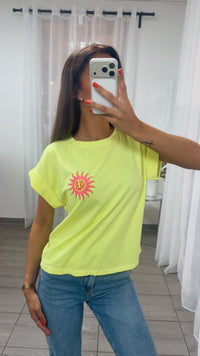 T-Shirt " Sun Glow " / neon gelb - pink - rot Art. 15846