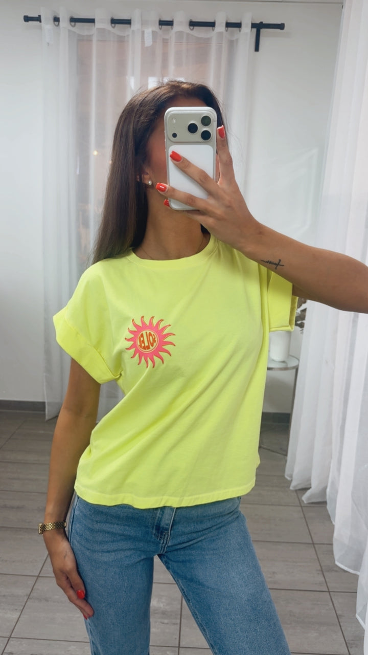 T-Shirt " Sun Glow " / neon gelb - pink - rot Art. 15846