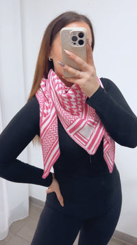 MUSTER Kaschmir - Mix Dreiecks Schal / pink - weiss Art. 14351