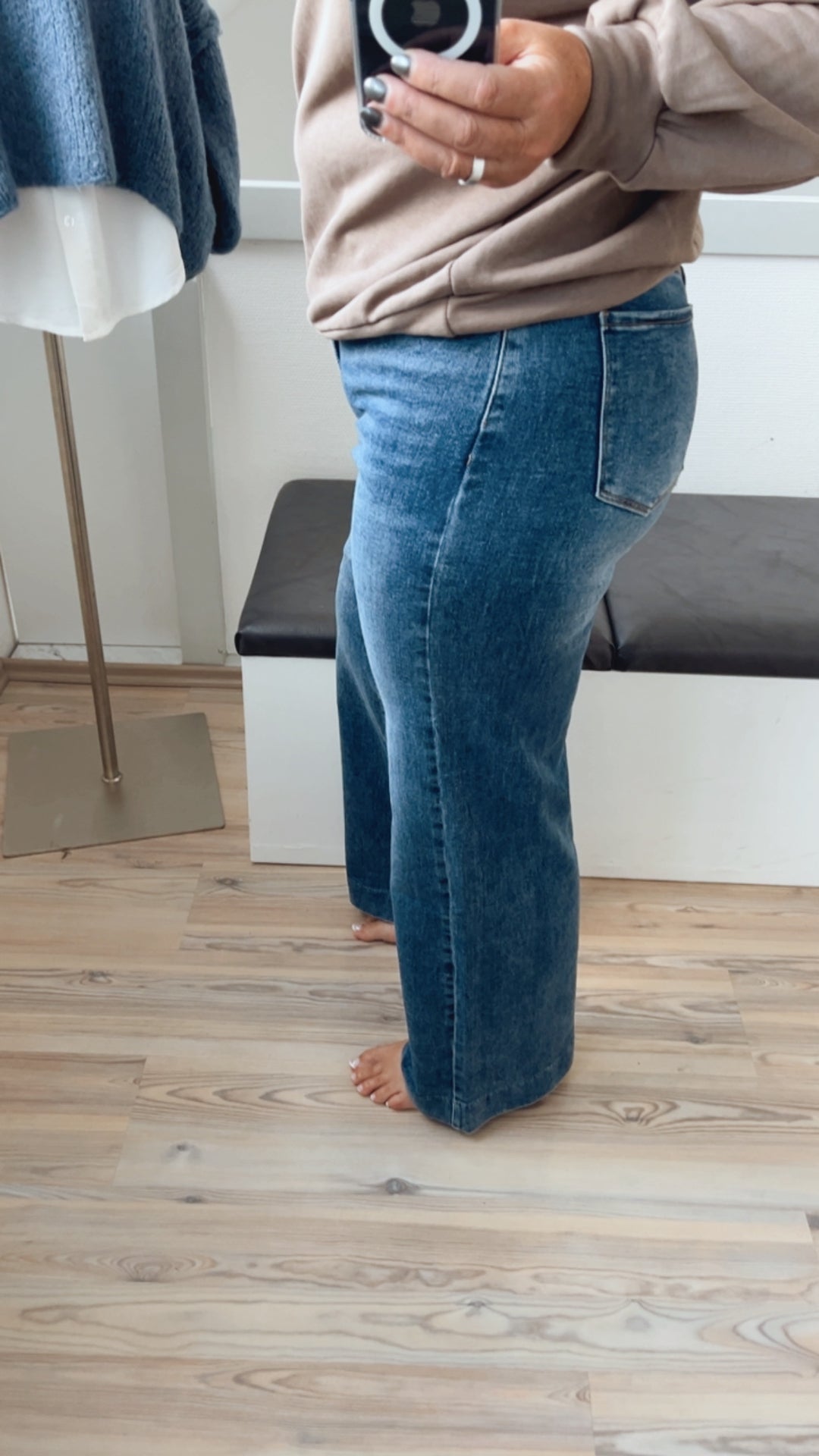 WIDE LEG Jeans Hose " T6017-1 " / mittel blau Art. 12638