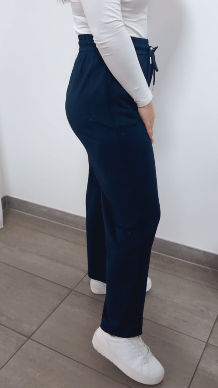 Baumwoll - Viskose - Mix Hose, gradliniges Bein / dunkel blau Art. 14630