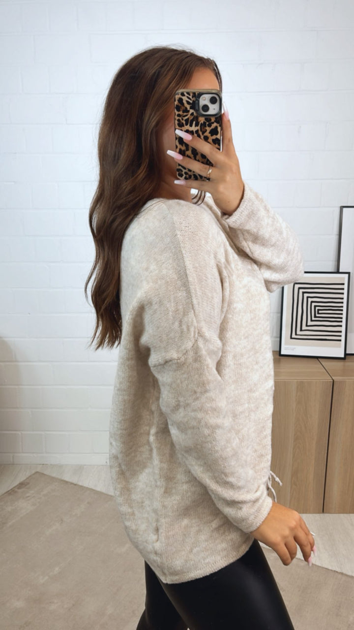 Pullover zum Raffen / creme - wollweiss Art. 12337