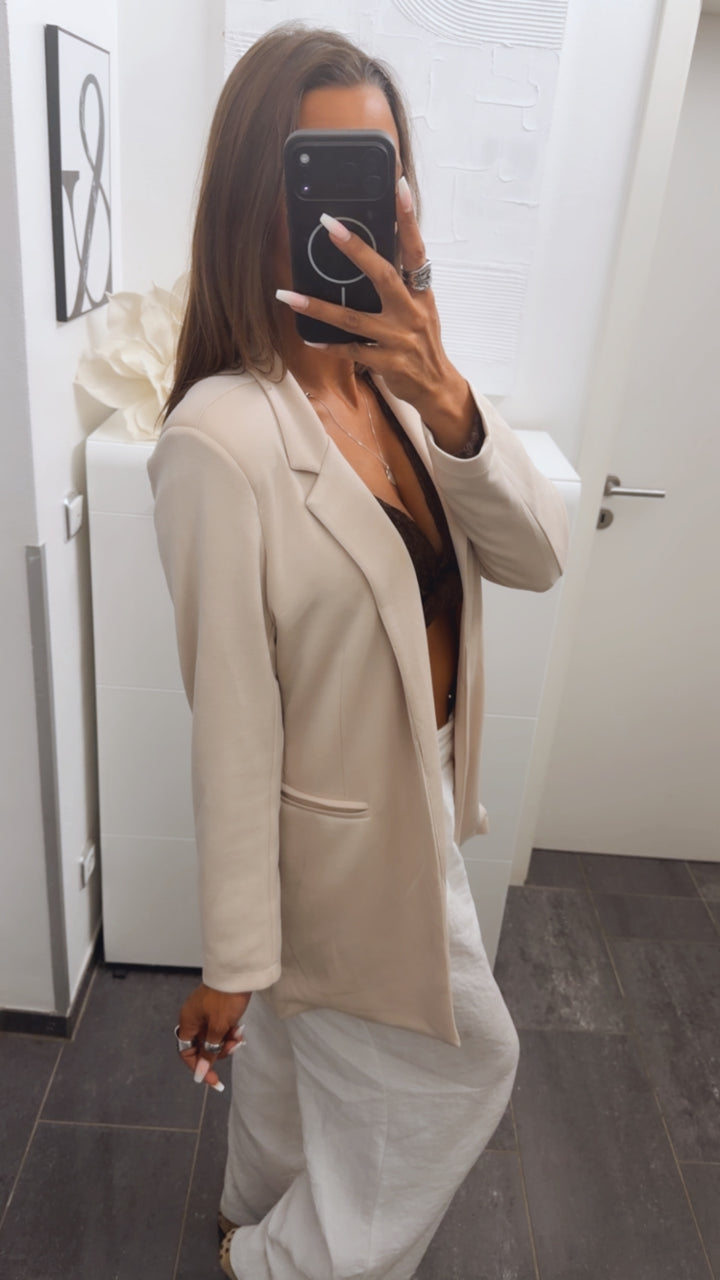 BUTTERSTOFF Long Blazer / creme beige Art. 16137
