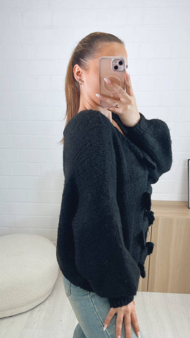 Kuschel Cardigan zum schleifen / schwarz Art. 7935