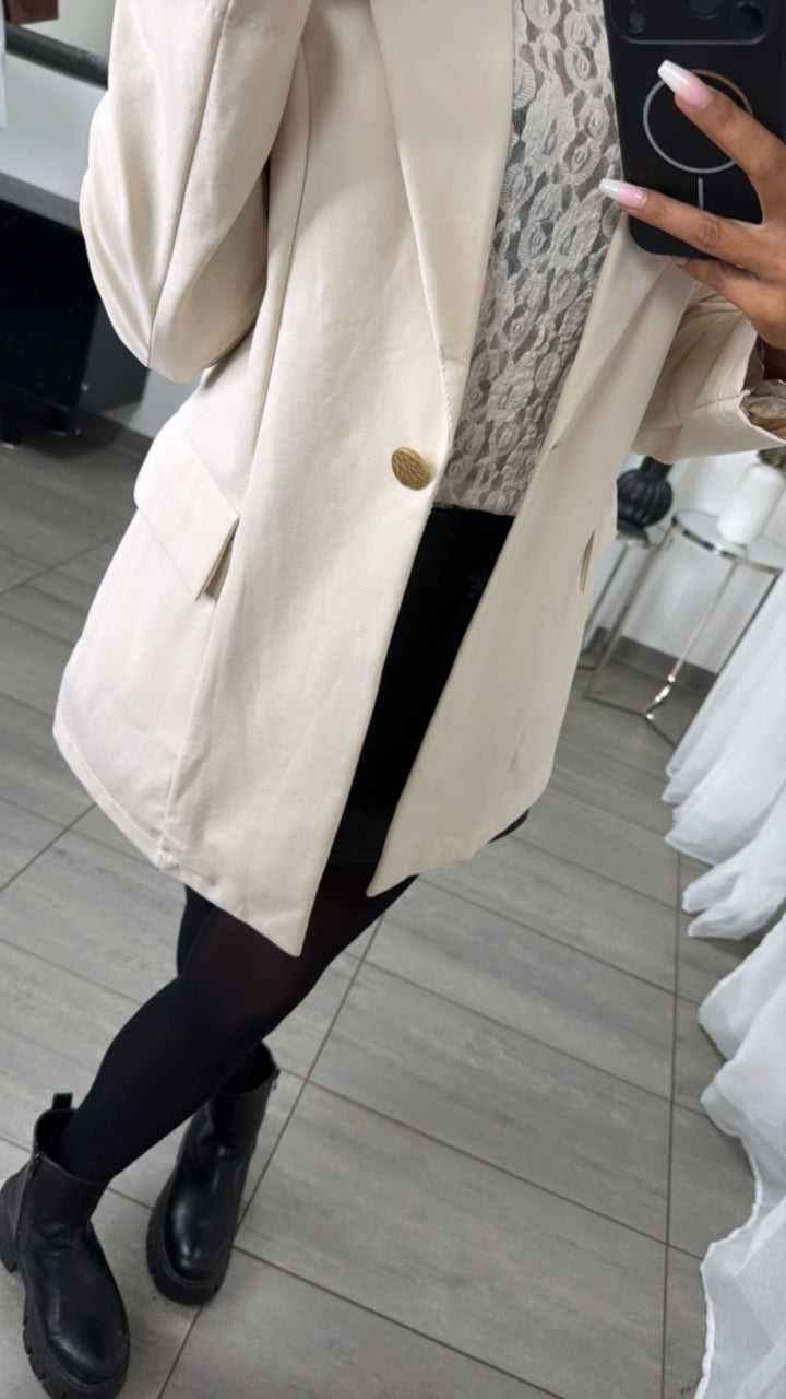 Leichter Long Blazer mit Knopfdetail / beige Art.16300