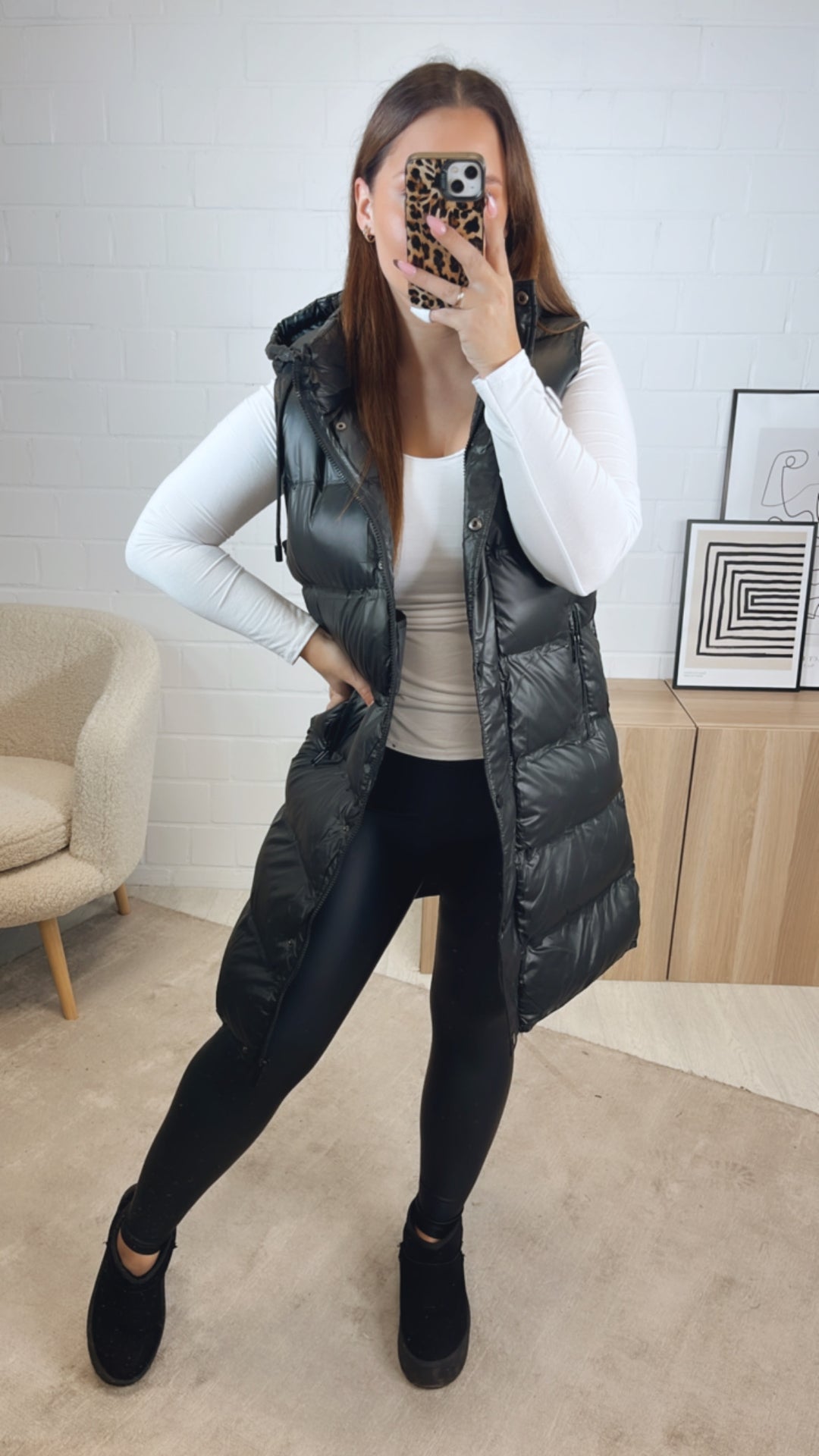 Weste in matt - glänzender Optik / schwarz Art. 12937