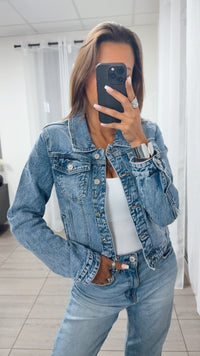stylisch verwaschene Jeansjacke / M66307 denim blau Art. 14418