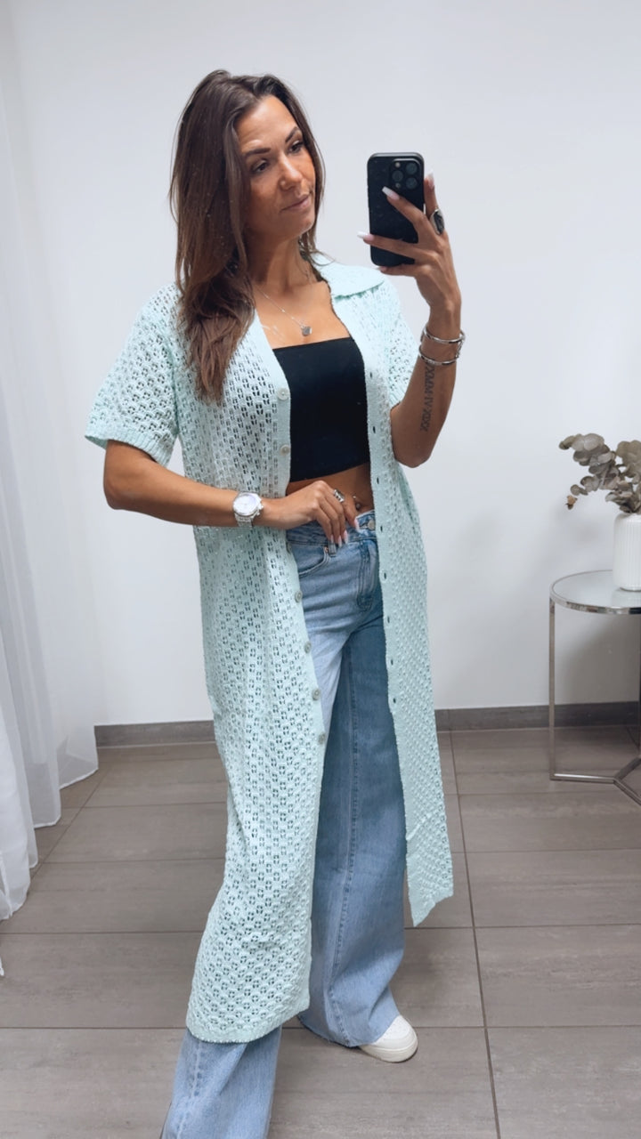 HOLIDAY (Maxi-) Kleid mit durchgehender Knopfleiste / light aqua Art. 14378