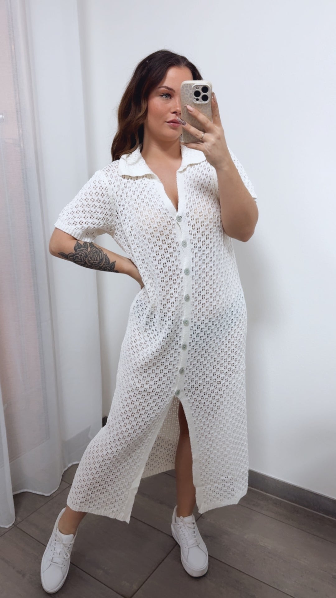 HOLIDAY (Maxi-) Kleid mit durchgehender Knopfleiste / weiss Art. 14379