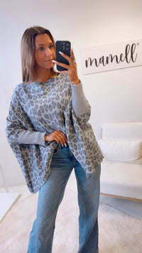 LEO ultra weicher Pullover mit Fledermausärmeln / grau Töne Art. 12576