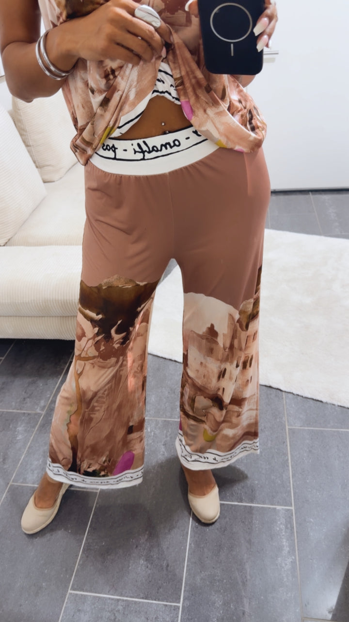 luftig, leichtes Set aus Top und Hose / taupe Art. 15397