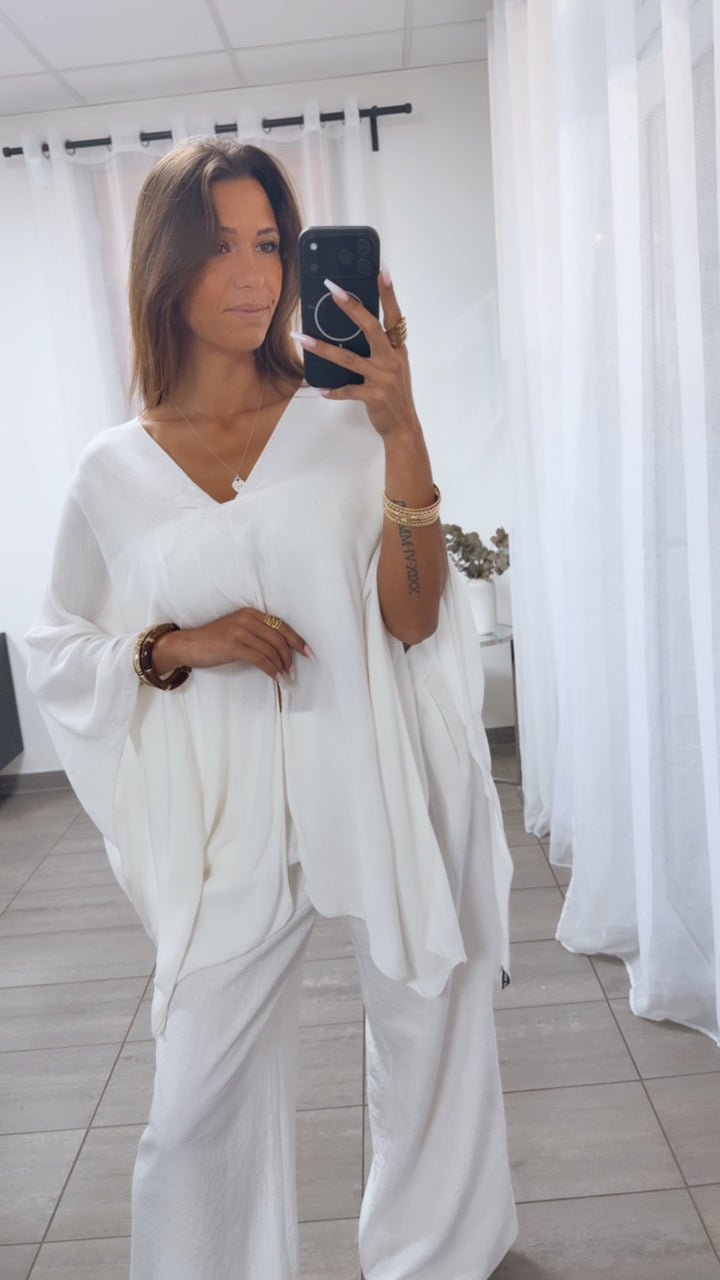 Multi Style Krepp Oberteil mit Bandeau Top / weiß  Art.