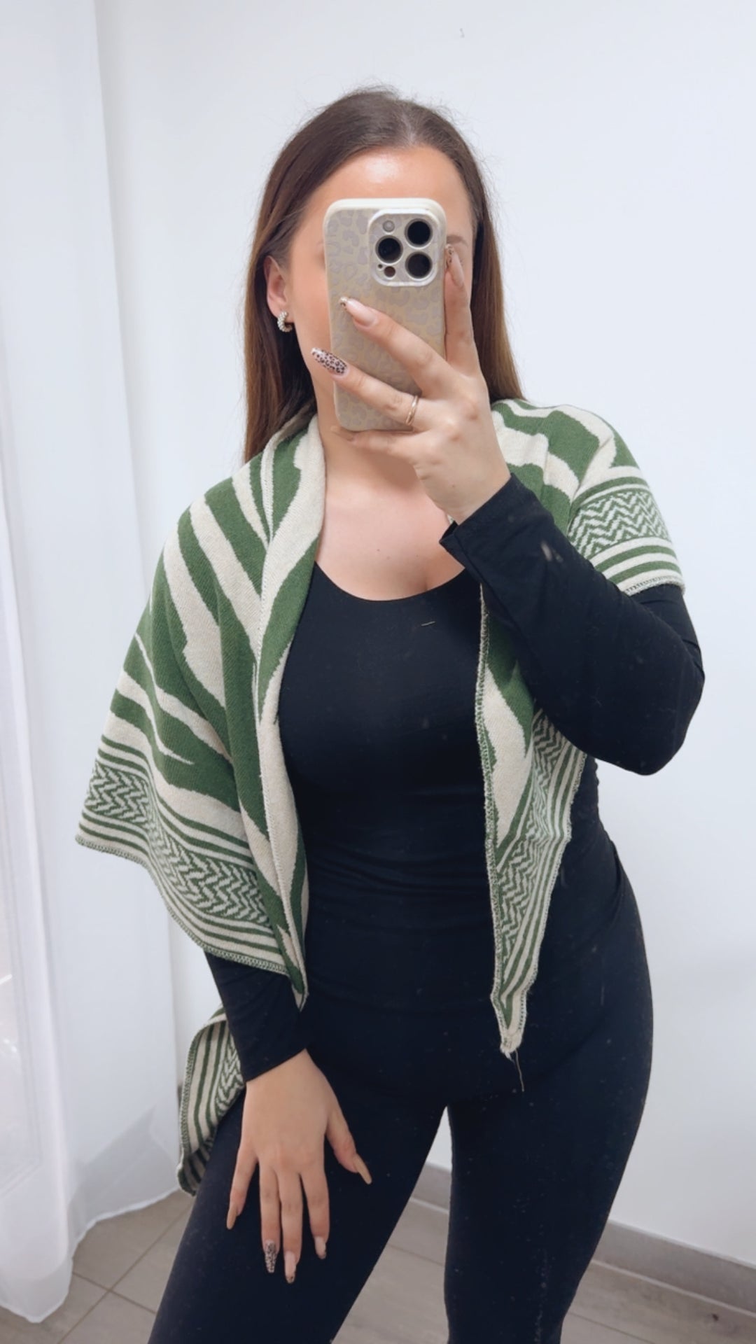 ZEBRA Kaschmir - Mix Dreiecks Schal / grün - beige Art. 14353