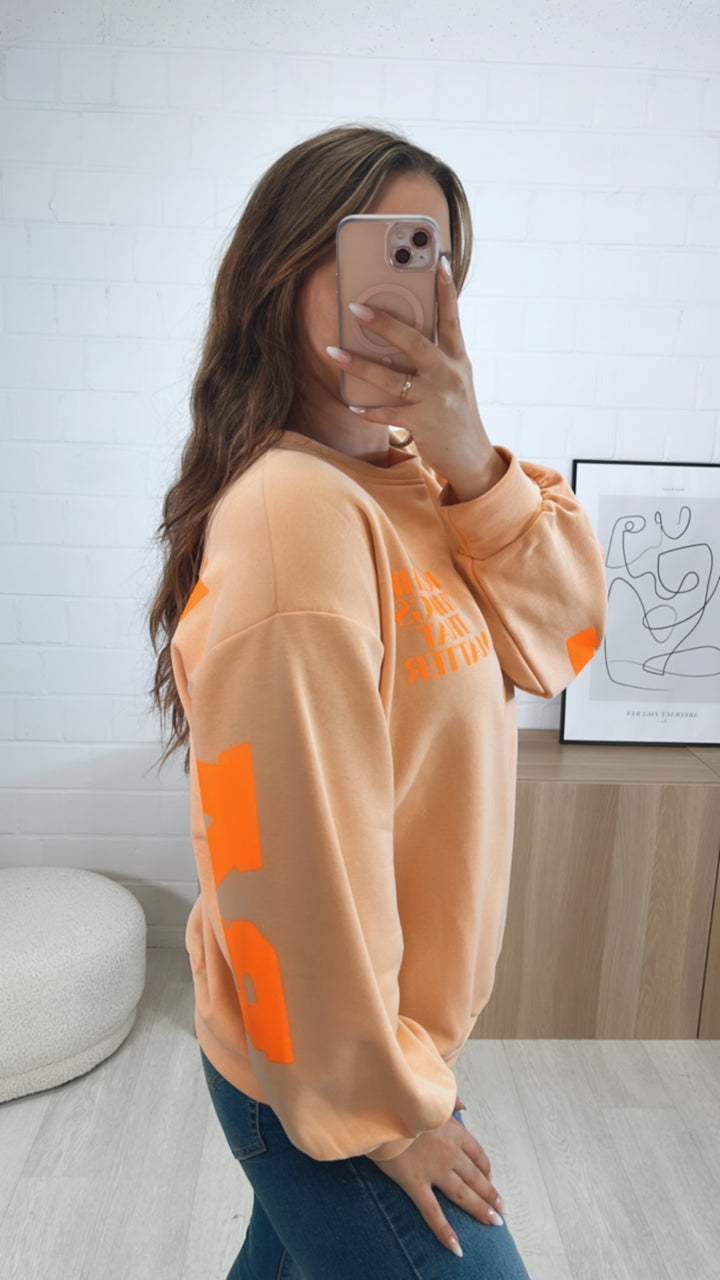 Pullover " Balance " / peach - neon orange Art. 9546