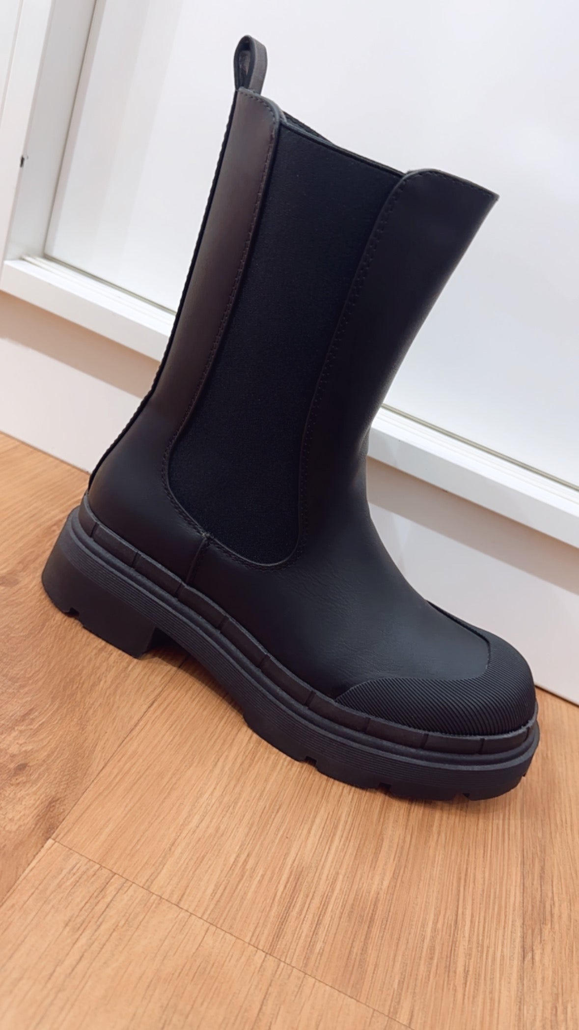 Lederimitat Boots D 69 schwarz matt Art. 7576