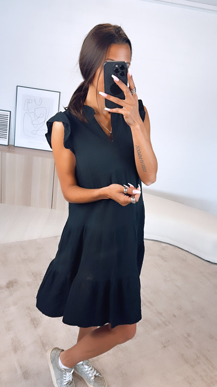 Musselin Hängerchen Kleid / schwarz Art. 6119