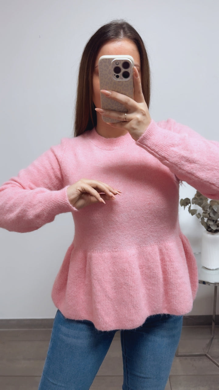 Pullover mit Schößchen / soft pink Art. 13806
