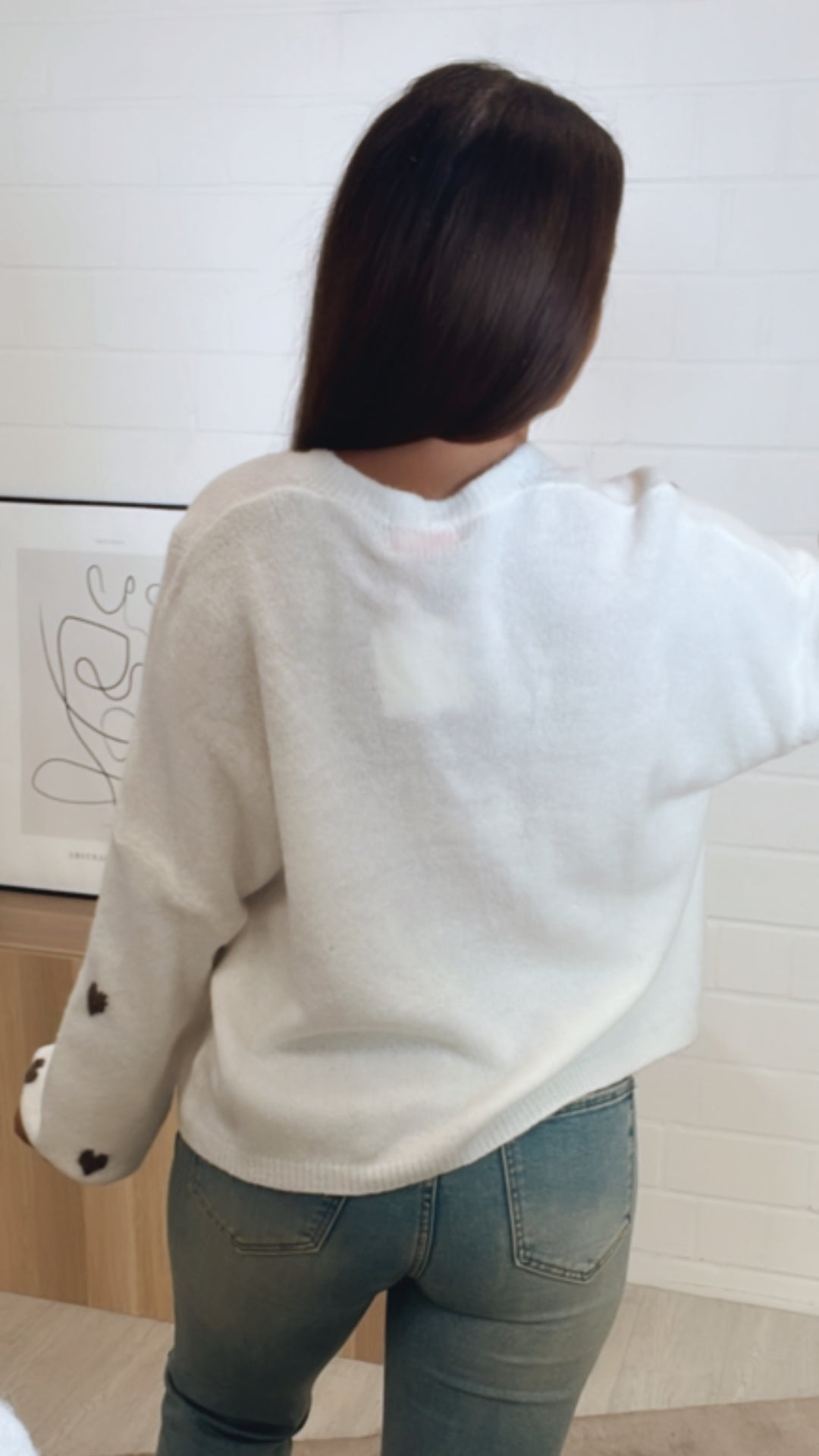 HERZKNÖPFE Cardigan mit Herzen / weiss - taupe Art. 11203