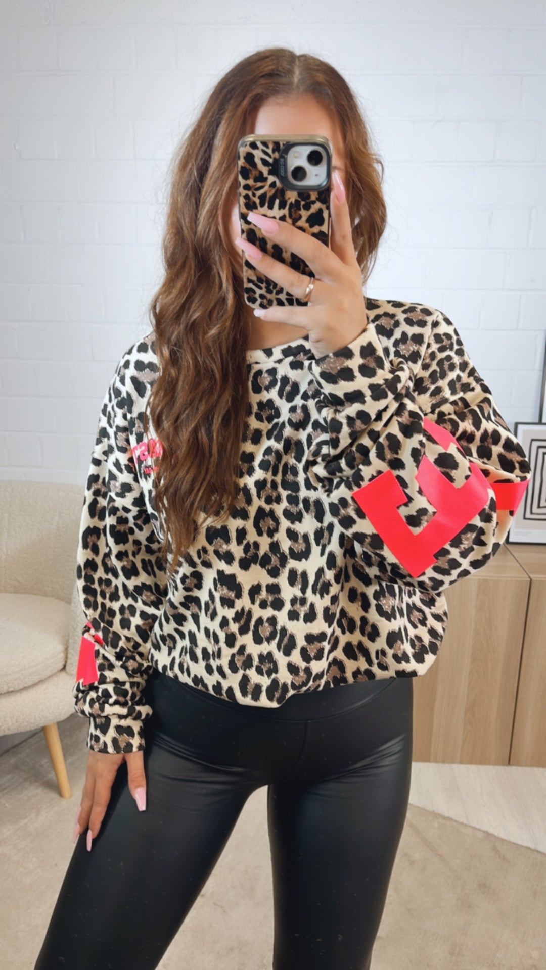 LEO " Namaste " Pullover / creme - braun - schwarz - neon pink Art. 12575