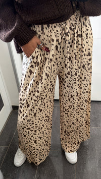 LEO ABSTRAKT Softe Stoff Hose / creme - braun Art. 16466