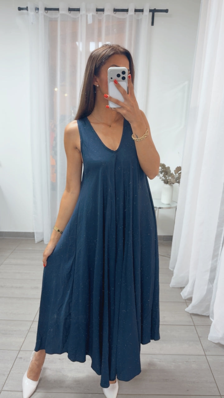 ultra weites Maxi Kleid in A-Linie / marine blau Art. 15972