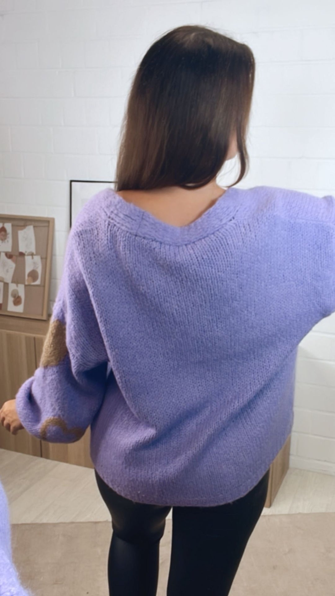 HERZEN Cardigan mit bunten Knöpfen / lila - taupe Art. 12534