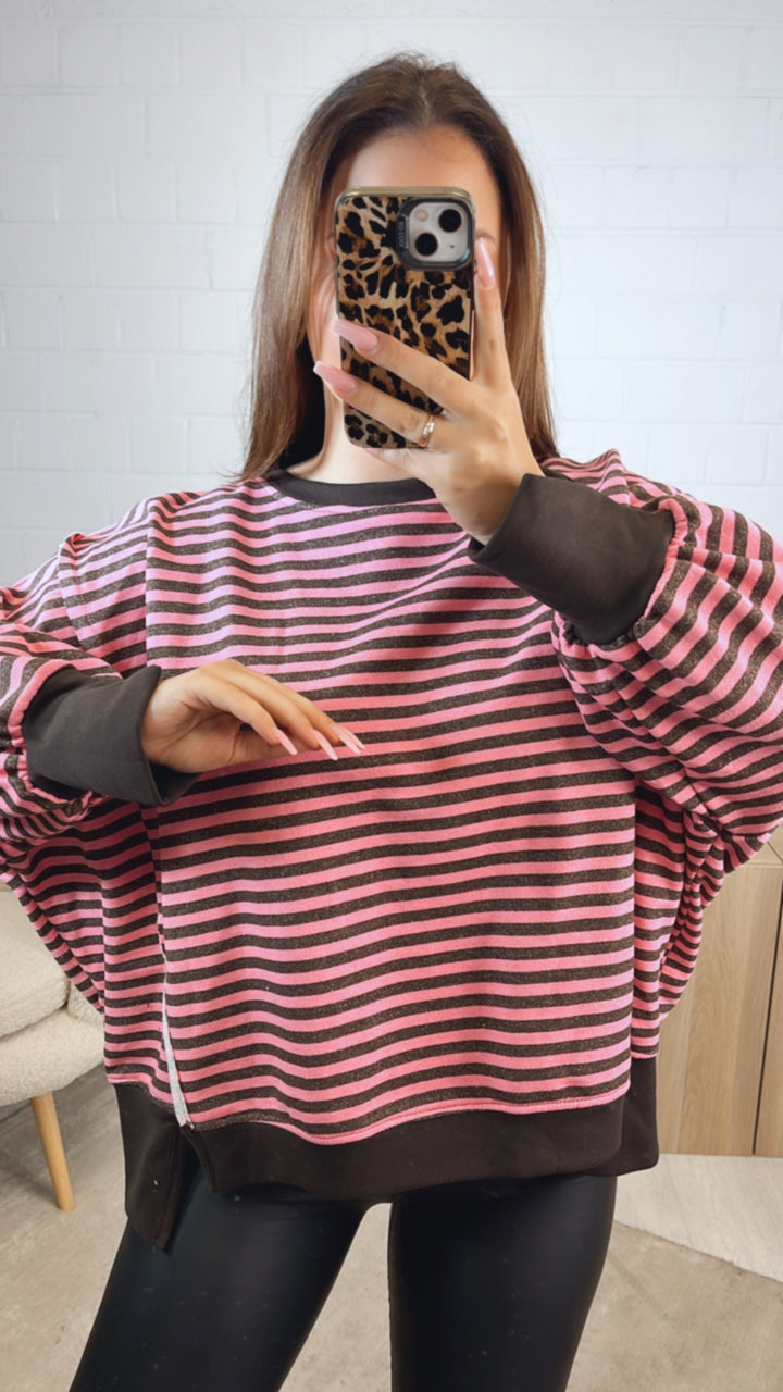 STREIFEN used - Look Sweater / braun - pink Art. 12716
