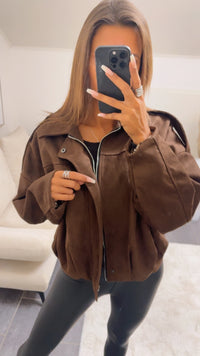 TREND Loose Fit Jacke in Velours Optik, Leo Akzente / schoko braun Art. 12592