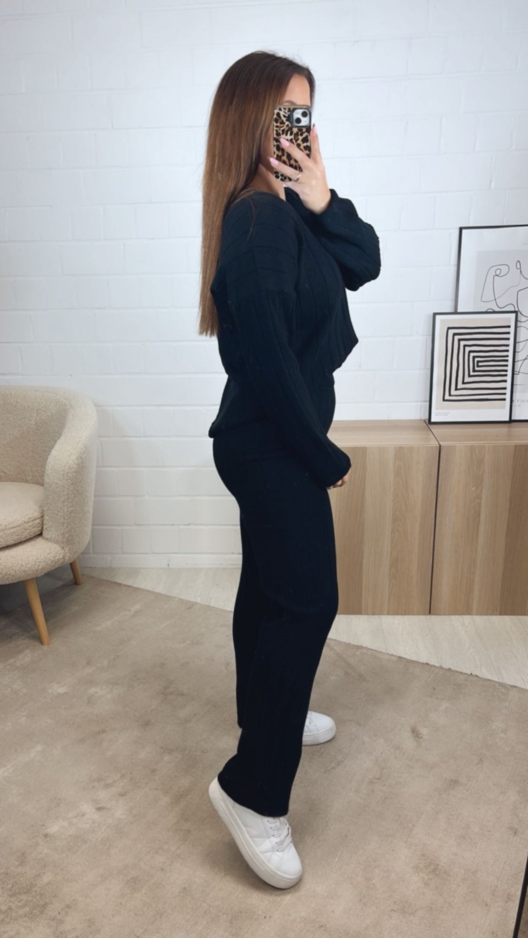 Strick Zweiteiler aus Pullover und Hose / schwarz Art. 12845