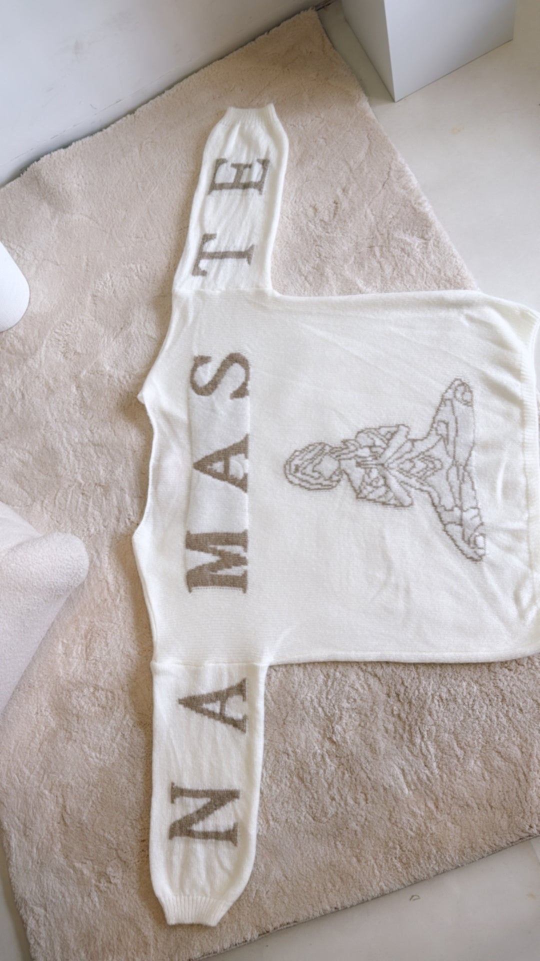 Strick Pullover "Namaste" / woll weiß - beige Art. 122326
