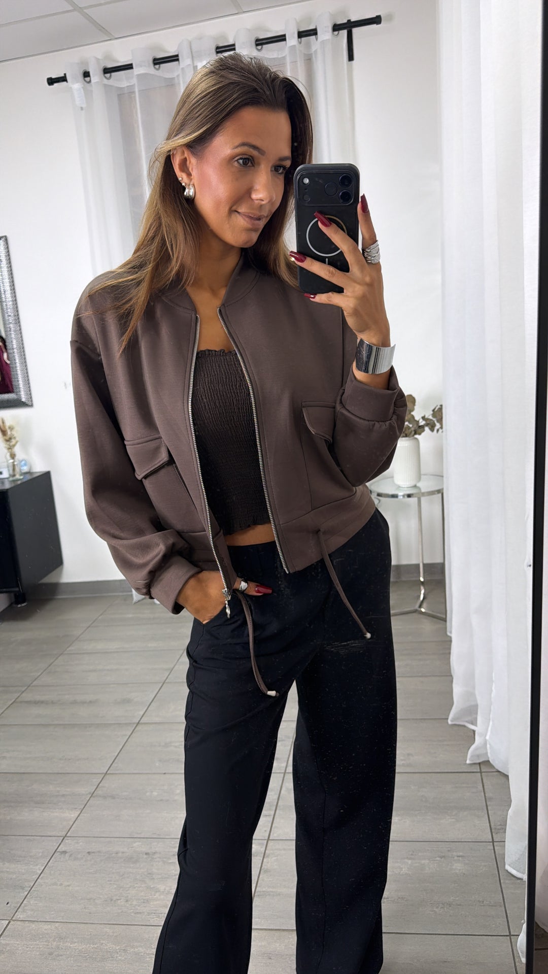 Casual Jacke mit Taschen / braun Art. 16163