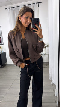 Casual Jacke mit Taschen / braun Art. 16163