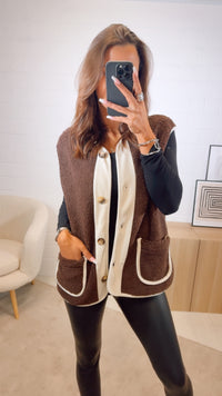 TEDDY Weste mit Cord Applikationen / Schoko braun - Creme Art. 13091