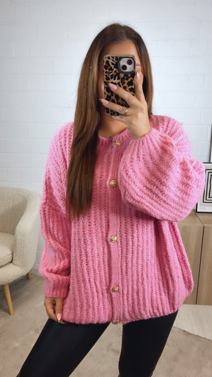 ultra weicher Cardigan mit goldenen Knöpfen / pink Art. 12644