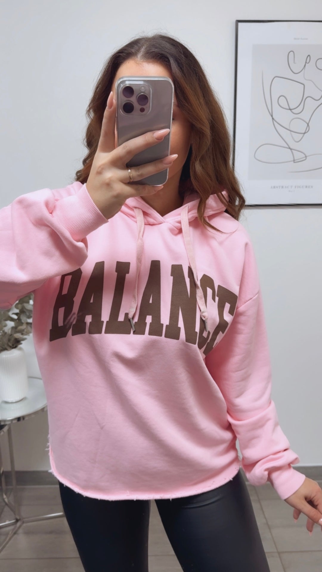 BALANCE Hoodie mit used Elementen / soft pink - braun Art. 13149
