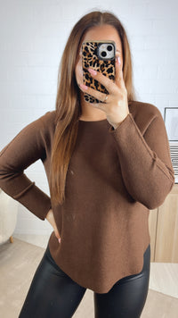 RUNDAUSSCHNITT Leichter, super weicher Pullover / schoko braun Art. 12992