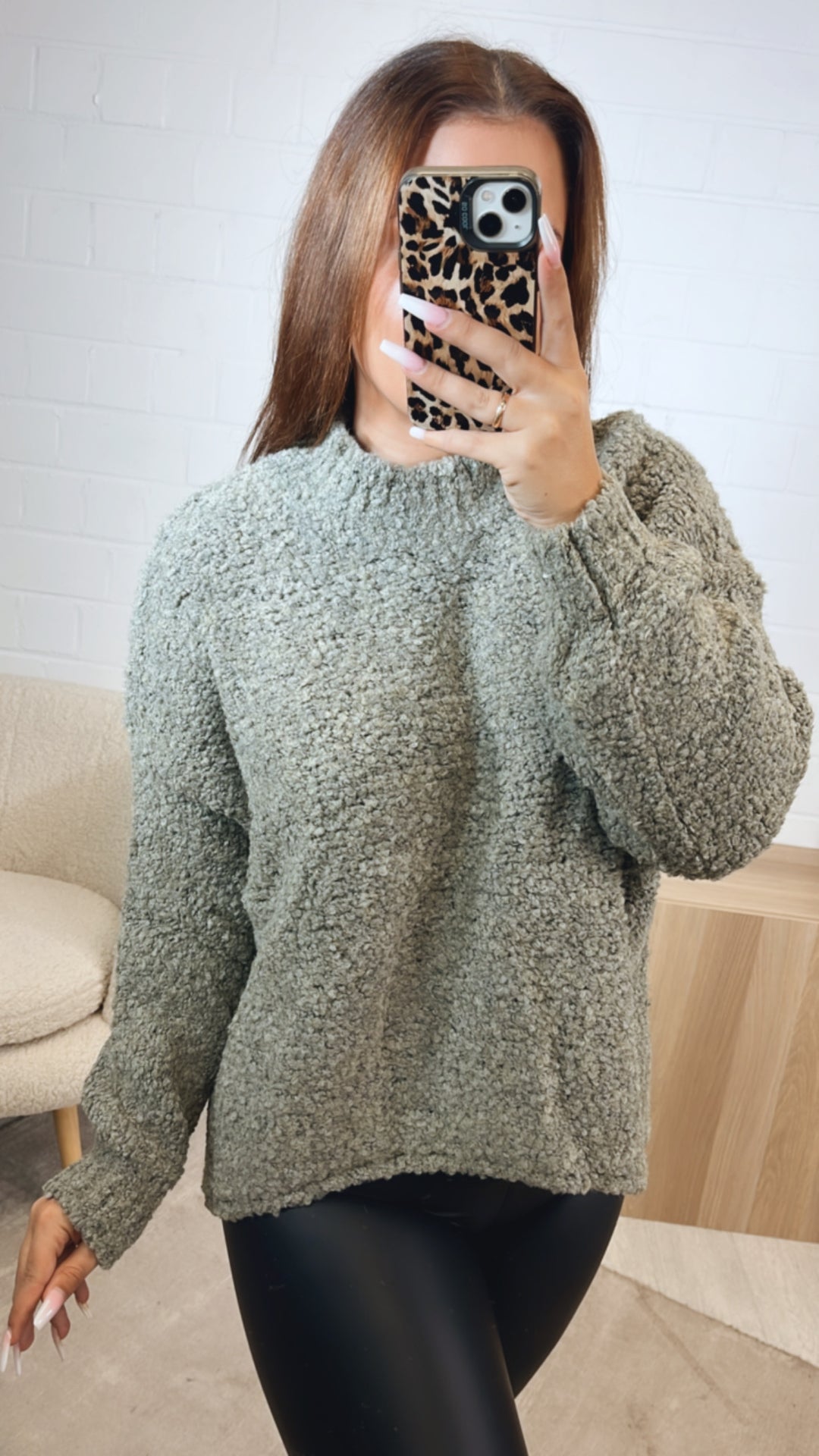 TEDDY Pullover mit Stehkragen / salbei Art. 12454