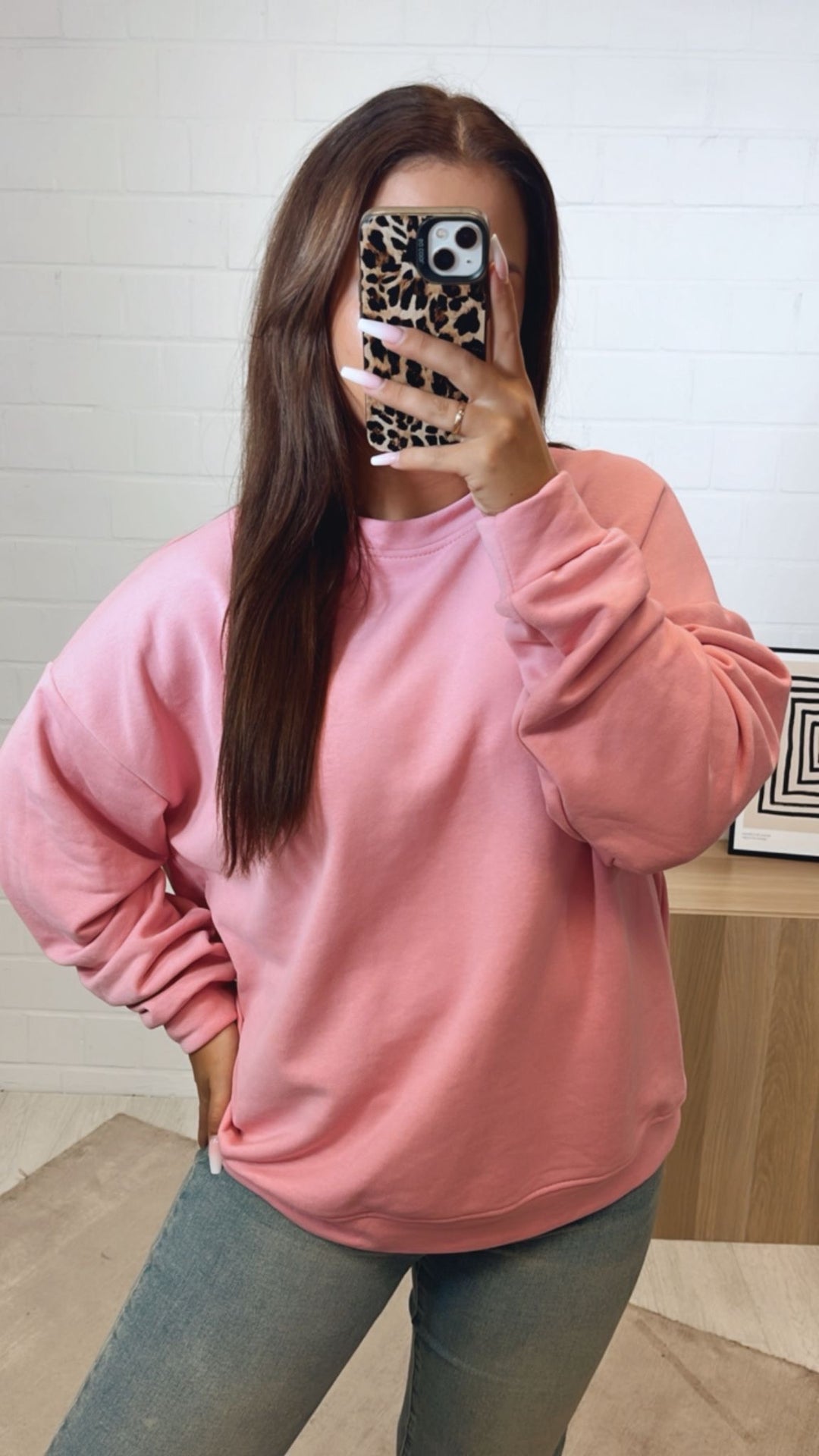 oversize Pullover " Amore " / rosa - rot Art. 12287