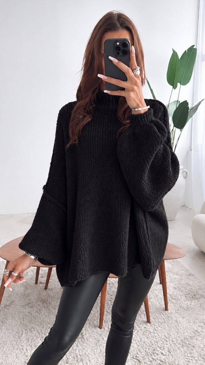 Ultra Oversize Kuschel - Pullover / schwarz Art. 4076