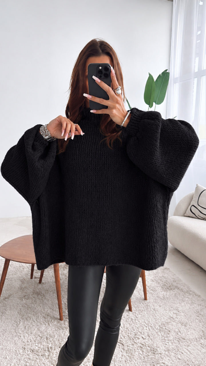 Ultra Oversize Kuschel - Pullover / schwarz Art. 4076